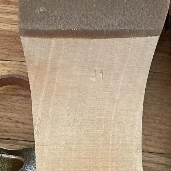 SWEDISH Hasbeens sz 41 or 10 NWOT metallic leather + wooden heeled clog no wear - Picture 6 of 7